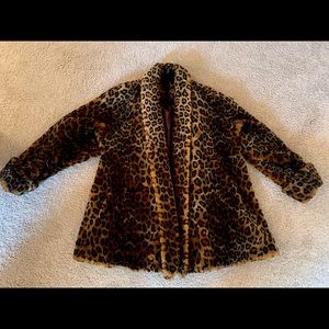 Neiman Marcus Faux Leopard Fur Coat